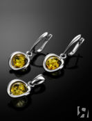 Очаровательные серьги из серебра и натурального лимонного янтаря «Валенсия»