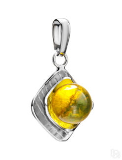 Красивый и необычный серебряный кулон с лимонным янтарём «Голливуд» Amberho