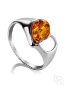 Красивое кольцо «Эвридика» из серебра и коньячного янтаря Amberholl