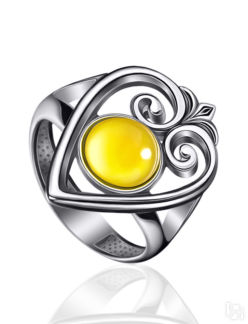 Яркое кольцо из серебра и натурального медового янтаря «Кордова» Amberholl