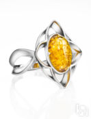 Яркое кольцо из серебра и искрящегося лимонного янтаря «Амьен» Amberholl