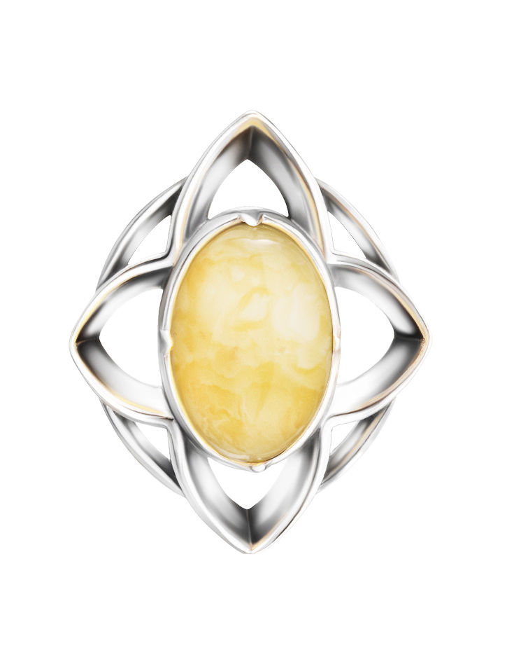 Кулон в ажурном дизайне «Амьен» из серебра и цельного медового янтаря Amber