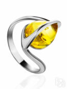 Яркое кольцо из серебра с натуральным лимонным янтарём «Голконда» Amberholl
