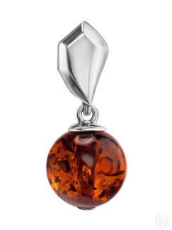 Небольшой серебряный кулон «Люмьер» с янтарным шариком Amberholl