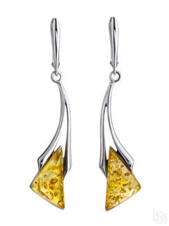 Яркие серебряные серьги «Герника» с лимонным янтарём Amberholl