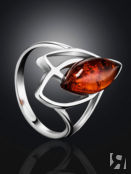 Серебряное кольцо с янтарём коньячного цвета «Прометей» Amberholl