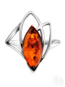 Серебряное кольцо с янтарём коньячного цвета «Прометей» Amberholl