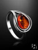 Серебряное кольцо с янтарём коньячного цвета «Сардиния» Amberholl