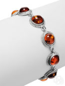 Элегантный браслет из серебра и янтаря коньячного цвета «Ампир» Amberholl