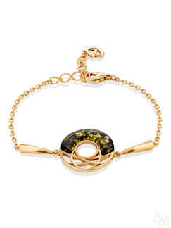 Нежный изысканный браслет из позолоченного серебра и янтаря «Савой» Amberho