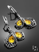 Серьги из серебра и натурального янтаря лимонного цвета «Венера» Amberholl