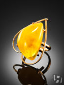 Кольцо «Венеция» в виде сердца из позолоченного серебра и янтаря Amberholl