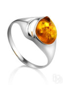 Нежное кольцо из серебра с золотистым янтарём «Эвридика» Amberholl