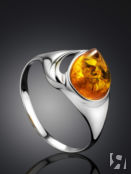 Нежное кольцо из серебра с золотистым янтарём «Эвридика» Amberholl