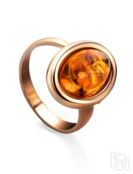 Элегантное кольцо из позолоченного серебра и янтаря «Годжи» Amberholl
