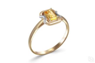 Кольцо с цитрином из жёлтого золота