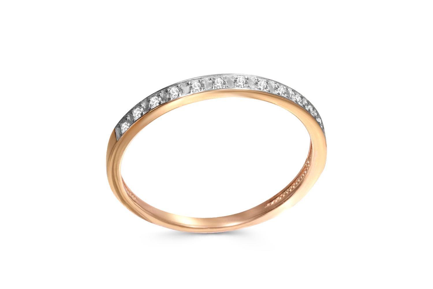 Обручальное кольцо с 13 бриллиантами из красного золота