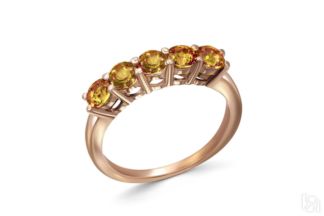 Кольцо с 5 султанитами из красного золота