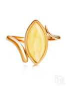 Изящное позолоченное кольцо с натуральным медовым янтарём «Адажио» Amberhol