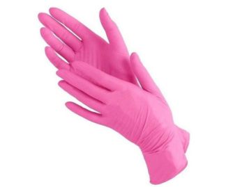Розовые нитриловые перчатки S