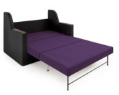 Диван-кровать Дуэт экокожа черный и фиолетовая рогожка