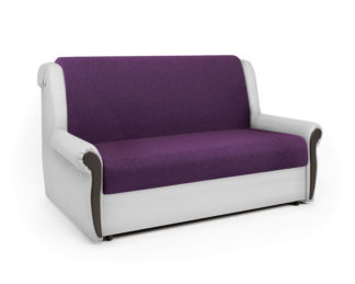 Диван-кровать Аккорд М 100 фиолетовая рогожка и экокожа белая
