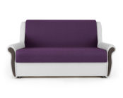 Диван-кровать Аккорд М 100 фиолетовая рогожка и экокожа белая