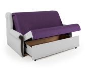 Диван-кровать Аккорд М 140 фиолетовая рогожка и экокожа белая