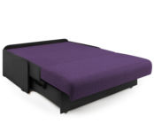 Диван кровать Коломбо БП 120 фиолетовая рогожка и экокожа черный