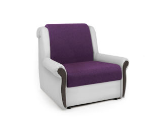Кресло-кровать Аккорд М фиолетовая рогожка и экокожа белая