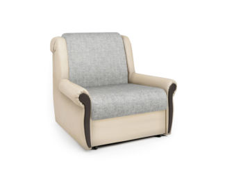 Кресло-кровать Аккорд М экокожа беж и серый шенилл