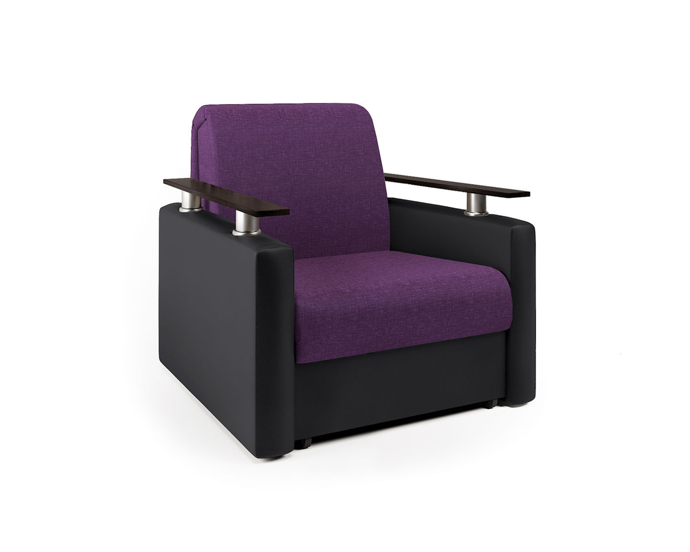 Кресло-кровать Шарм фиолетовая рогожка и черная экокожа
