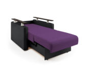 Кресло-кровать Шарм фиолетовая рогожка и черная экокожа