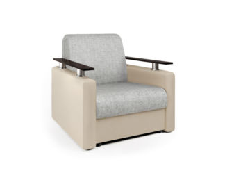 Кресло-кровать Шарм экокожа беж и серый шенилл