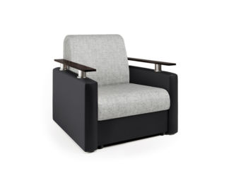Кресло-кровать Шарм экокожа черная и серый шенилл