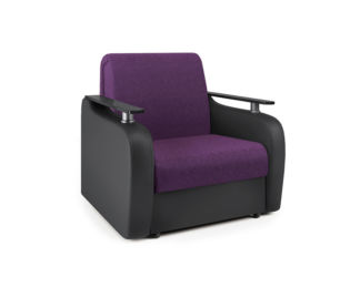 Кресло-кровать Гранд Д фиолетовая рогожка и черная экокожа