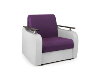 Кресло-кровать Гранд Д фиолетовая рогожка и экокожа белая