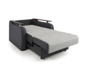 Кресло-кровать Гранд Д экокожа черная и серый шенилл