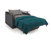 Кресло-кровать Гранд Д экокожа черная и серый шенилл