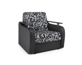 Кресло-кровать Гранд Д экокожа черная и узоры