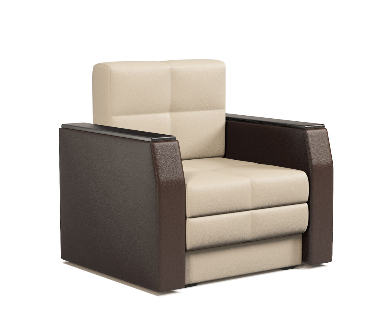 Кресло-кровать Атлант экокожа коричневый бежевый
